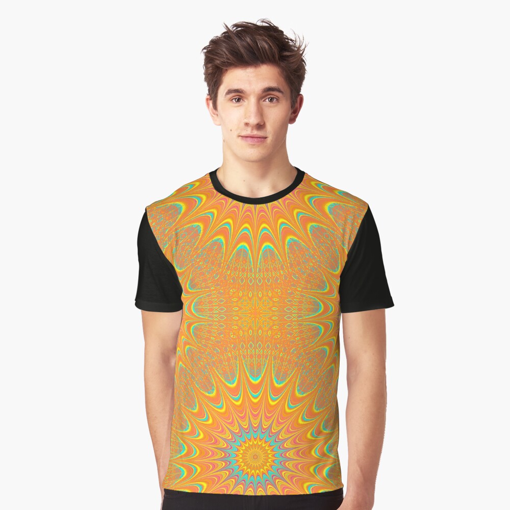 Mandala in Orange and Yellow. Stunning Psychedelic Gift Graphic T-Shirt