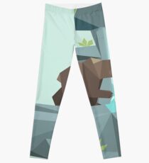 Low Poly Bear Fishing for Salmon Leggings