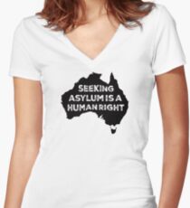 Seeking Asylum Is A Human Right Women's Fitted V-Neck T-Shirt