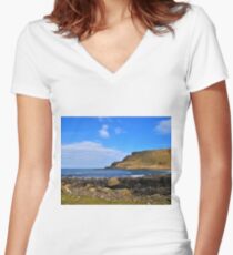 Red Stripe Women's Fitted V-Neck T-Shirt