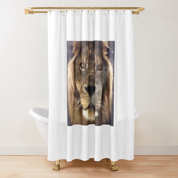 Lion in the Snow Shower Curtain