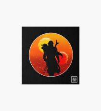 Sunset silhouette 2 suns Art Board Print