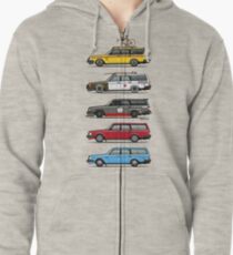 Stack of Volvo 200 Series 245 Wagons Zipped Hoodie