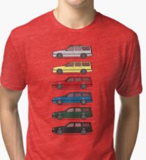 A Stack of Volvo 850 V70 T5 Swedish Turbo Wagons Tri-blend T-Shirt