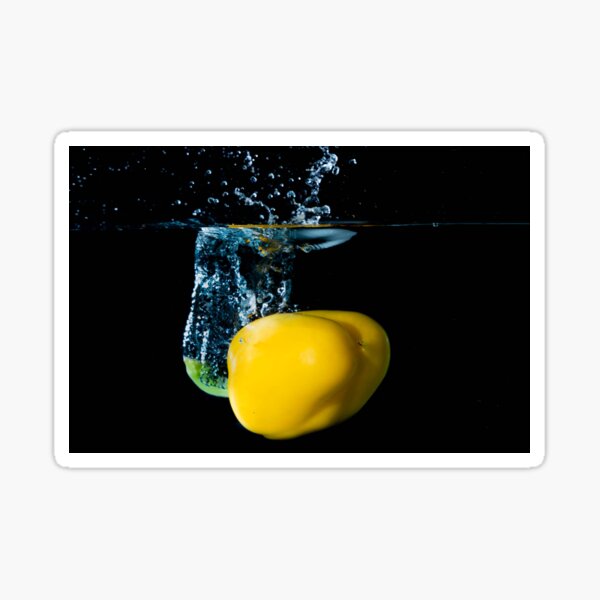 Yellow Bell Sweet Pepper Dropped Into Water Sticker