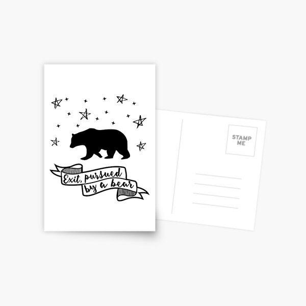 'Exit, pursued by a bear' - A Winter's Tale Shakespeare quote Postcard