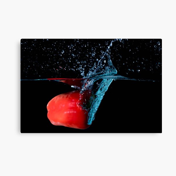 Red Bell Sweet Pepper Dropped Into Water Canvas Print