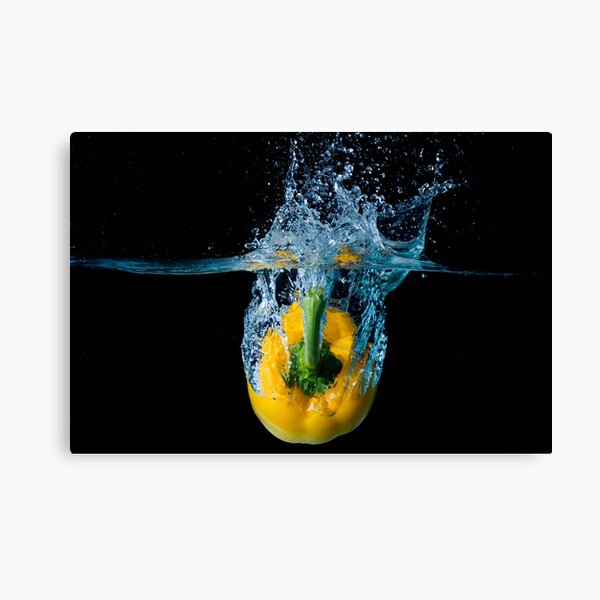 Yellow Bell Sweet Pepper Dropped Into Water Canvas Print