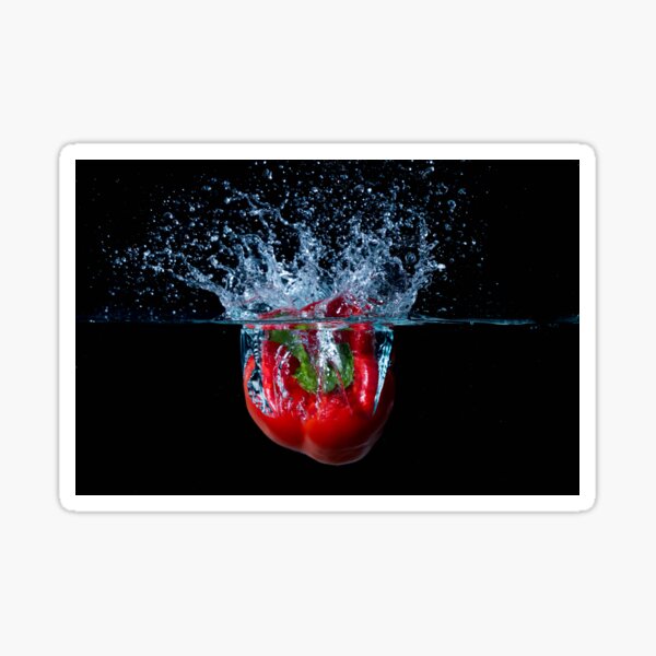 Red Bell Sweet Pepper Dropped Into Water Sticker