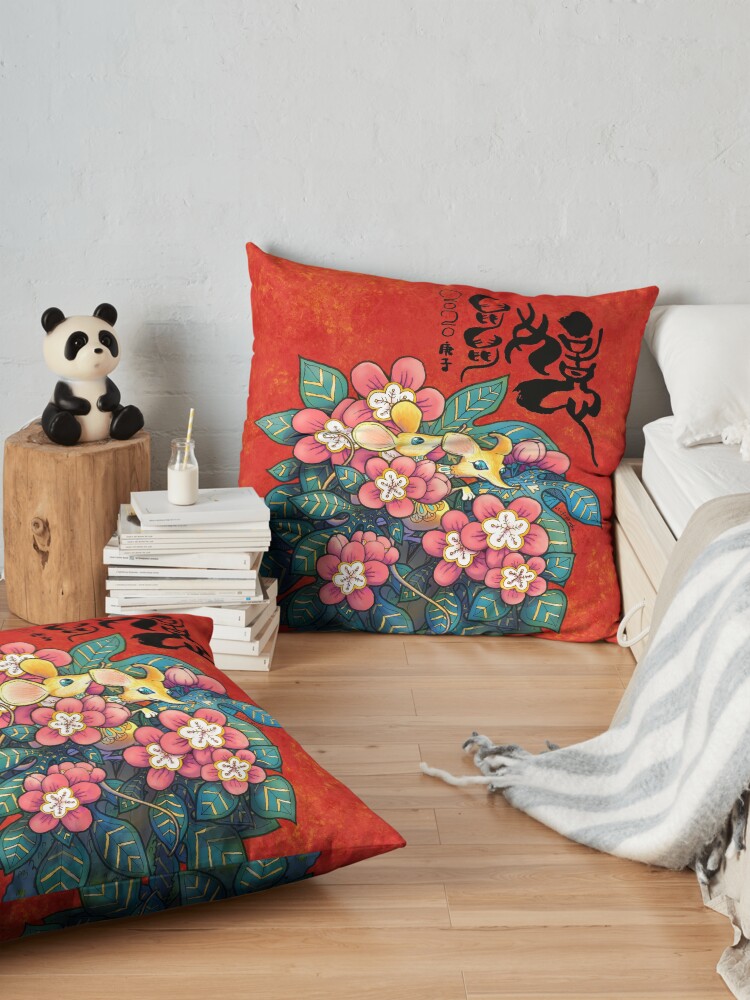 Alternate view of Forest Gathering, Mice and wish. Floor Pillow