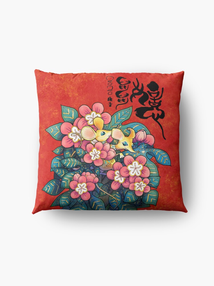 Alternate view of Forest Gathering, Mice and wish. Floor Pillow