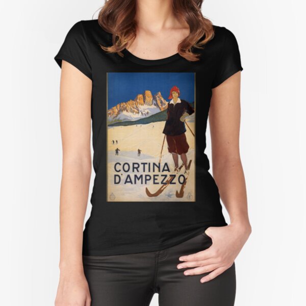 Italian Vintage Travel Snow Ski Ad Fitted Scoop T-Shirt