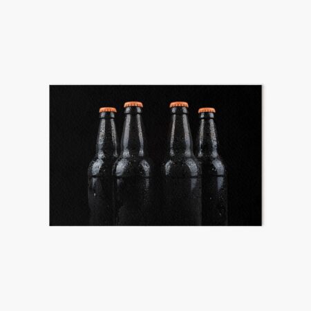 Bottles of beer with water droplets Art Board Print