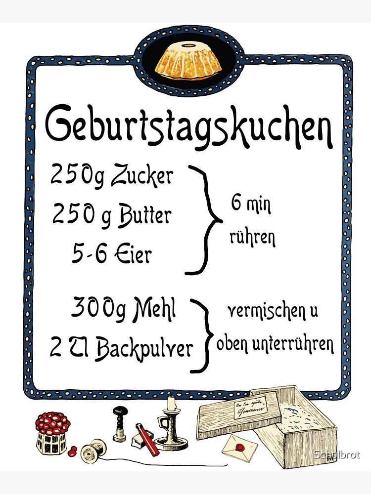 Proven sponge cake recipe, vintage gift for Valentine's Day, wedding, birthday. by Schulbrot
