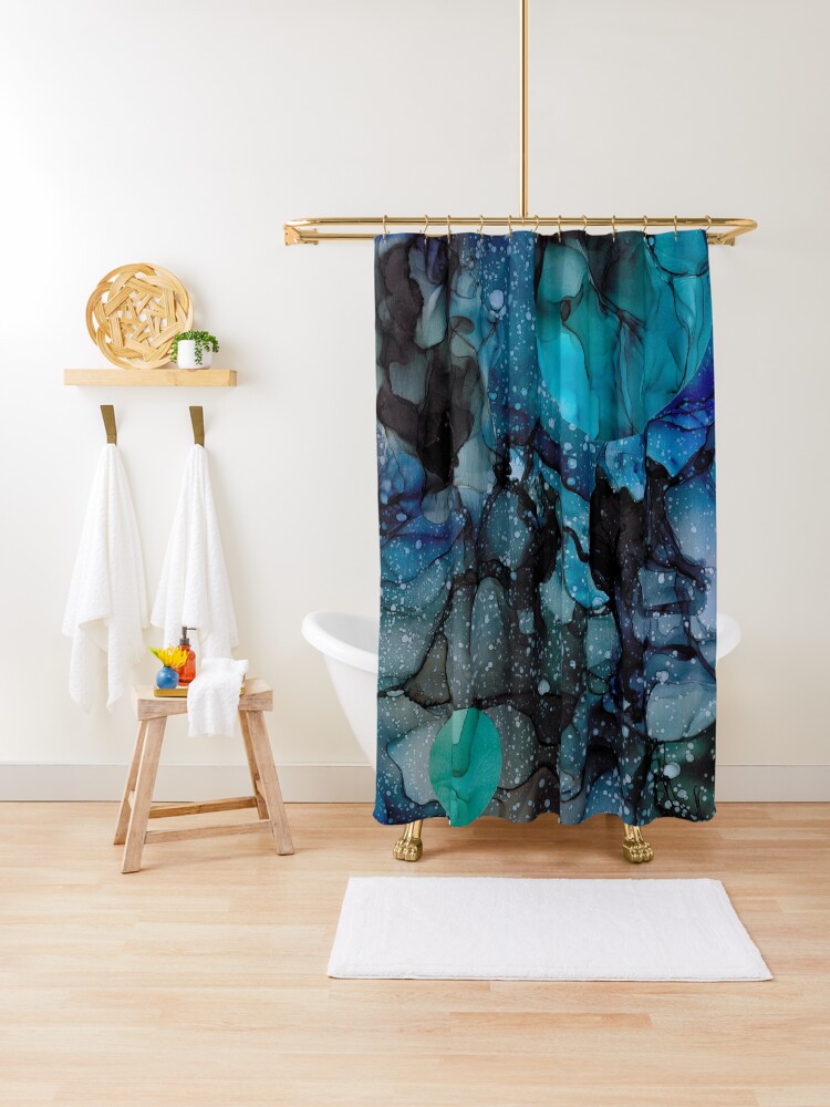Blue Galaxy Original Abstract Alcohol Ink Painting Shower