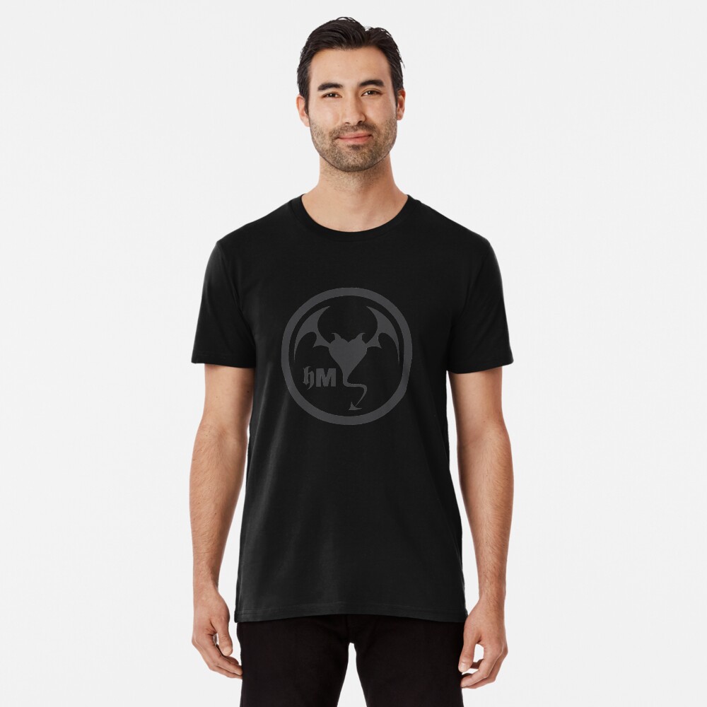 Hollywood Monsters Circle Bat Logo - DARK GREY Premium T-Shirt