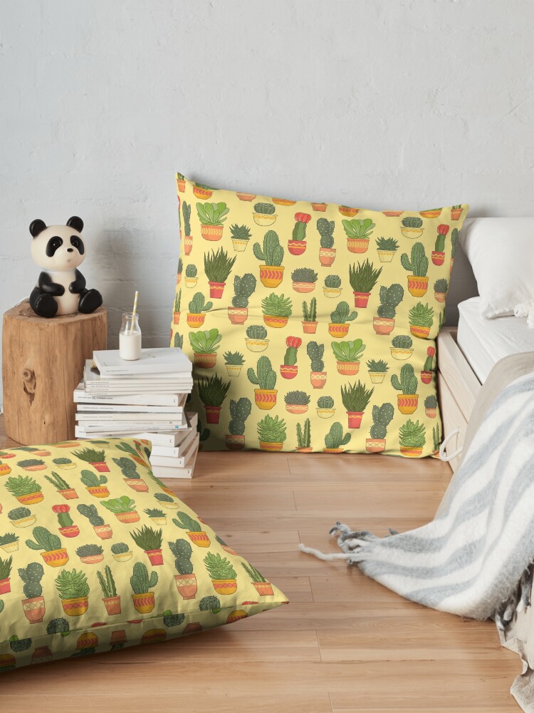 Alternate view of Cactus and Succulent Pattern (Tan) Floor Pillow