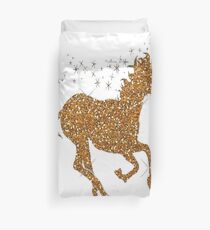 gold glitter unicorn Duvet Cover