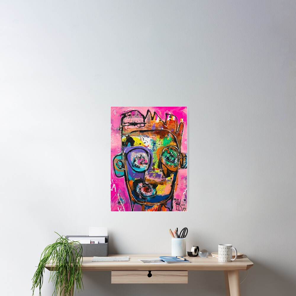 Neoexpressionism, art brut, spontaneous art, black and Colors, free figuration Poster