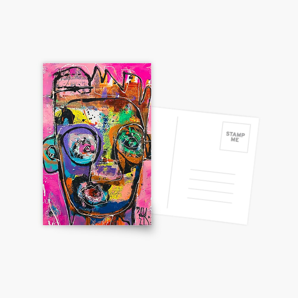 Neoexpressionism, art brut, spontaneous art, black and Colors, free figuration Postcard