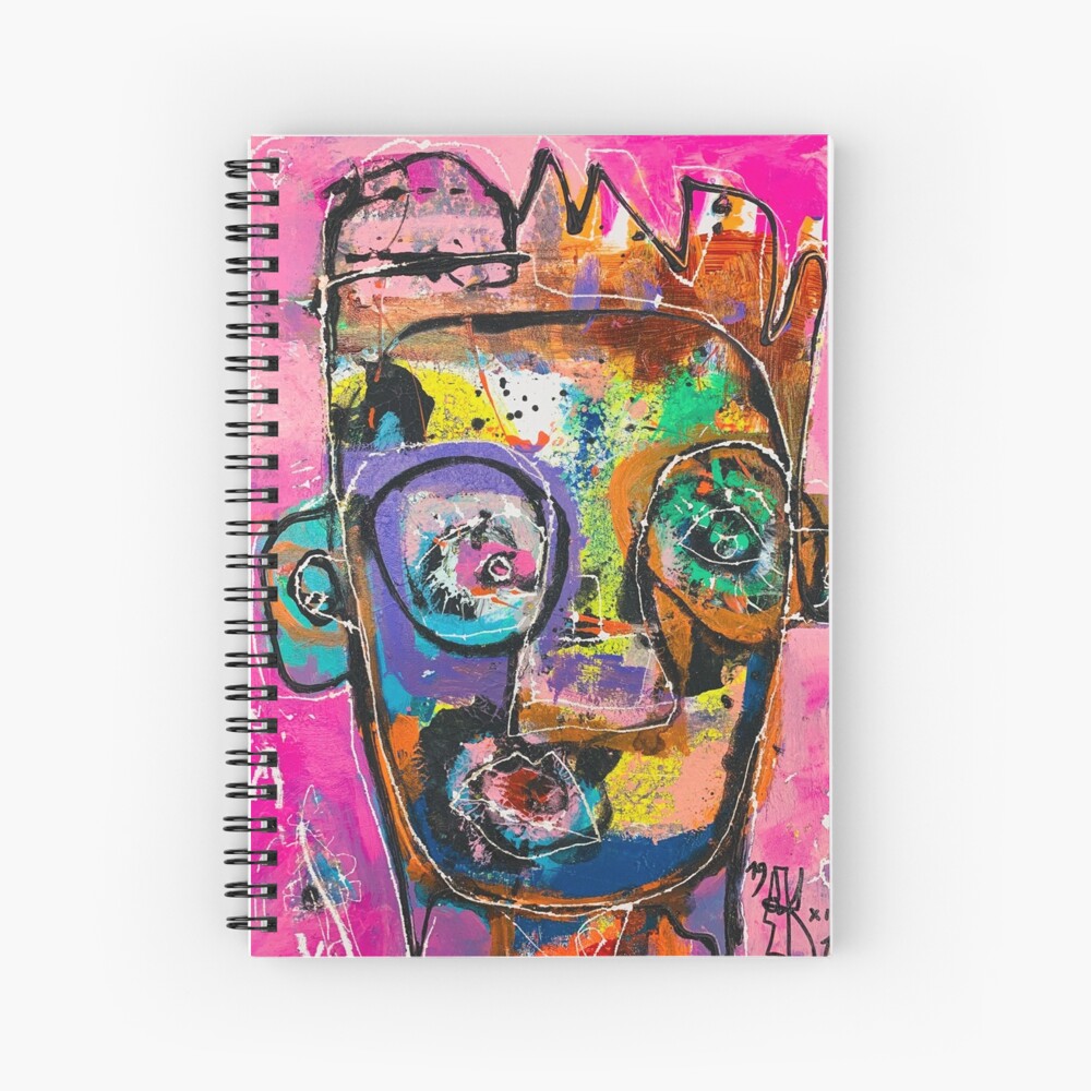 Neoexpressionism, art brut, spontaneous art, black and Colors, free figuration Spiral Notebook