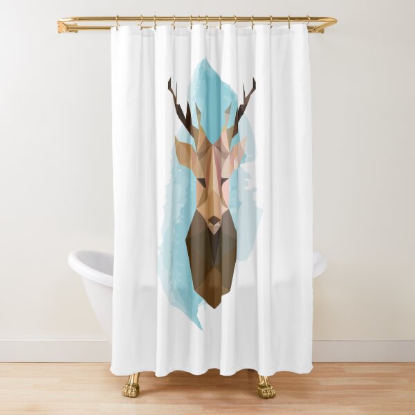 Geometric Reindeer Head Shower Curtain