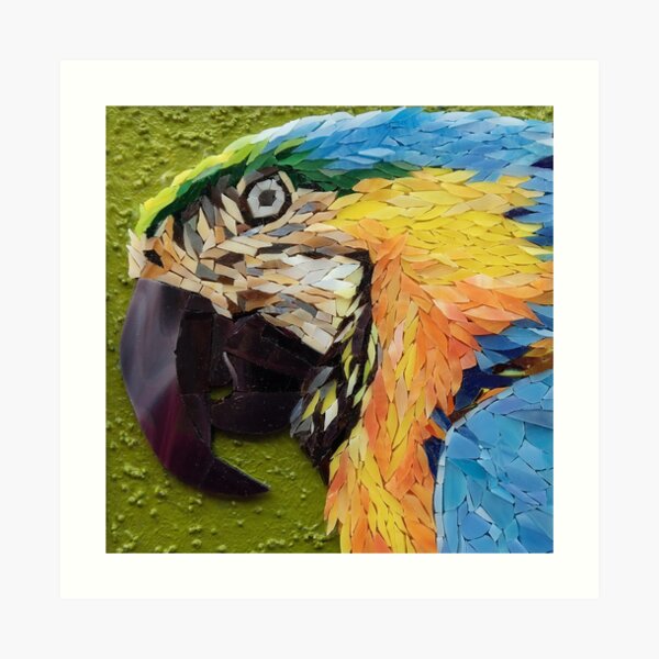 Mackey, the yelow and blue macaw, mosaic Art Print