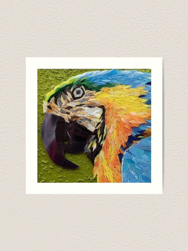 Alternate view of Mackey, the yelow and blue macaw, mosaic Art Print
