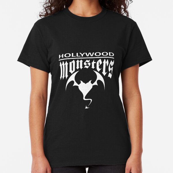 Hollywood Monsters Text Bat Logo - WHITE PRINT Classic T-Shirt