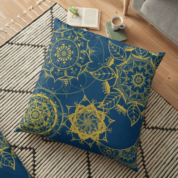 zauberhafte Mandalas in gold-gelb Bodenkissen
