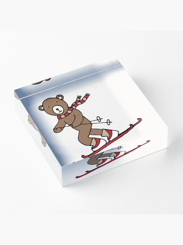 Alternate view of Skiing Bear - A happy chap by Cecca Designs Acrylic Block