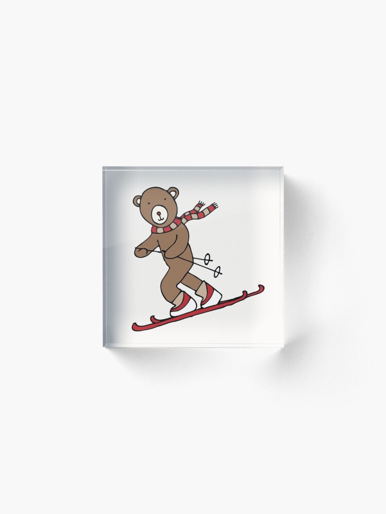 Alternate view of Skiing Bear - A happy chap by Cecca Designs Acrylic Block