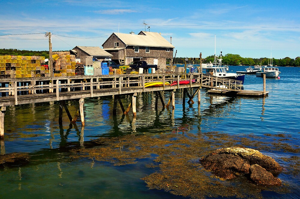 "Wharf, Friendship, Maine" by fauselr Redbubble