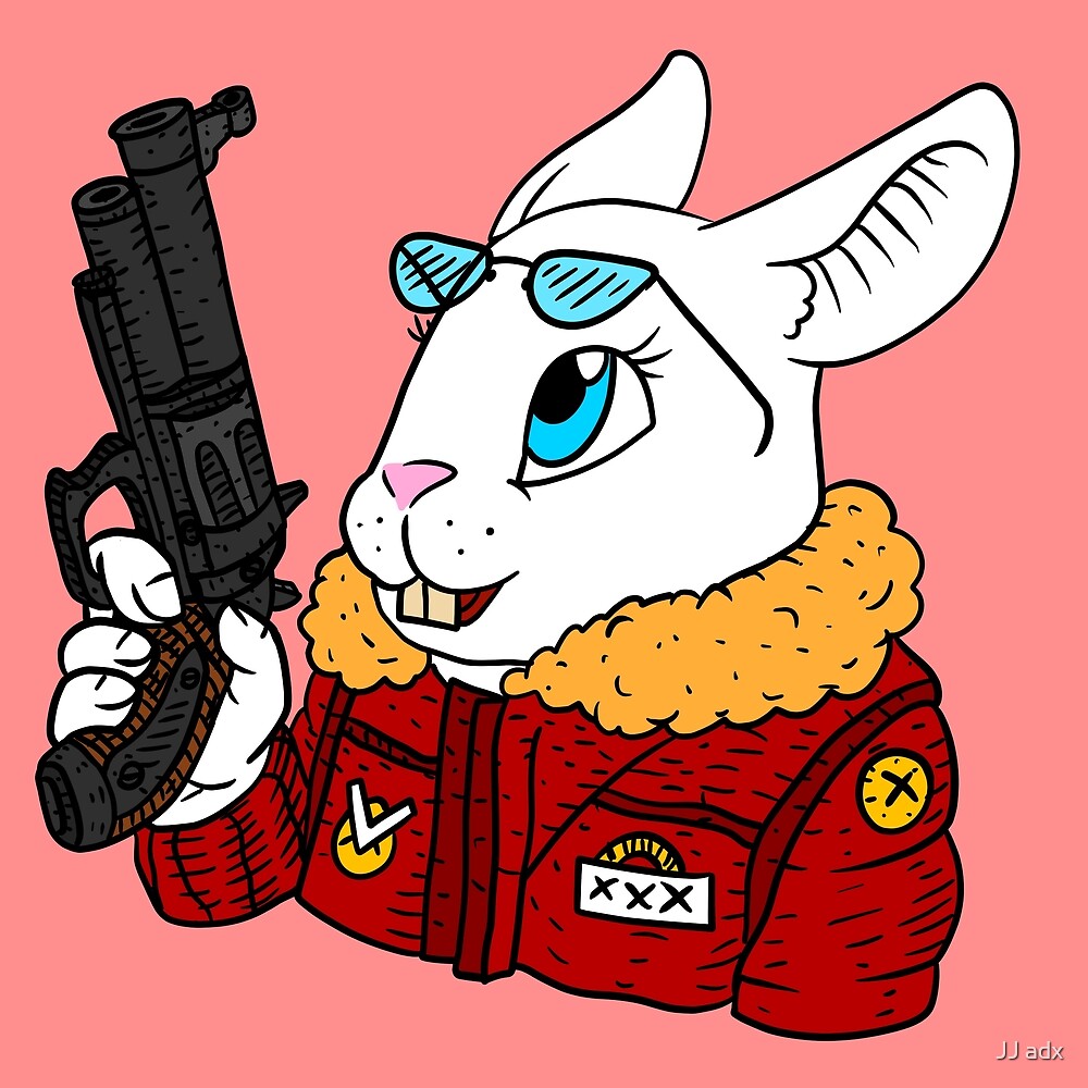 Cute Rabbit Bunny With A Gun By Jj Adx Redbubble
