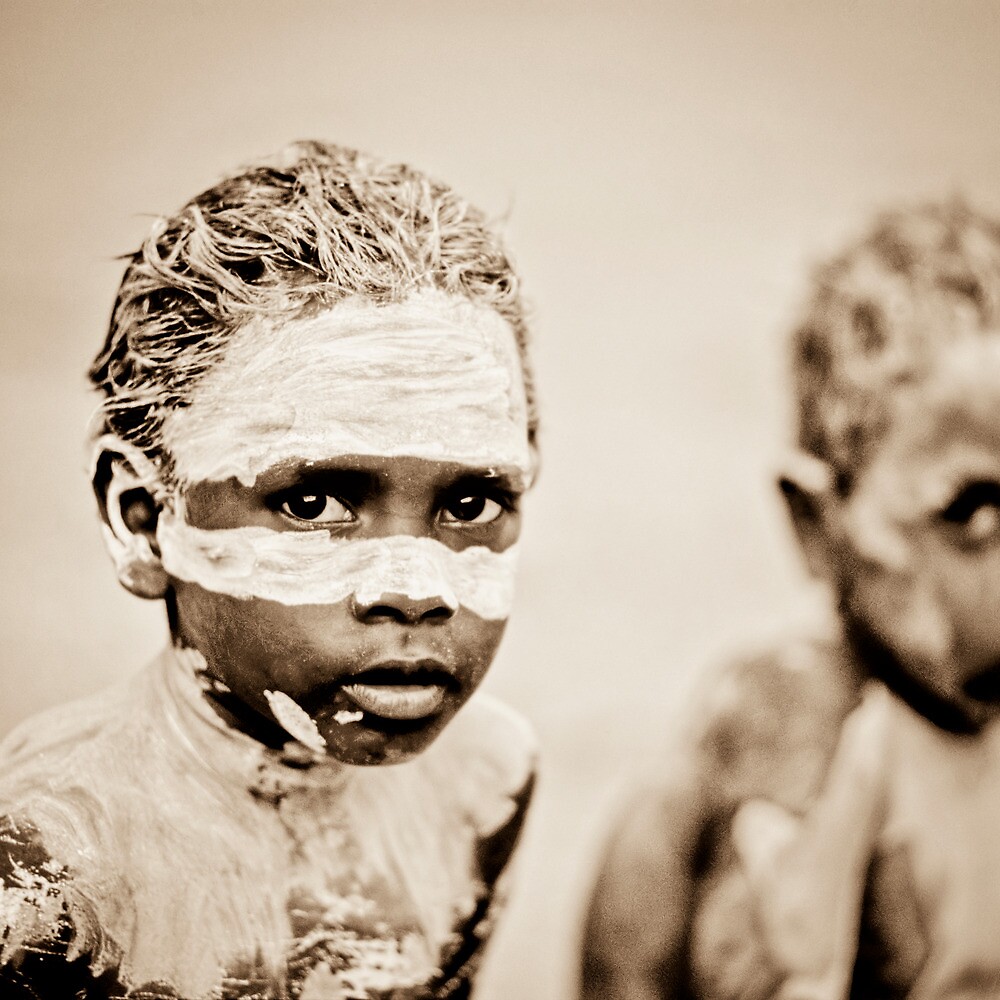 "Two Aboriginal boys with painted face" by ingojez | Redbubble