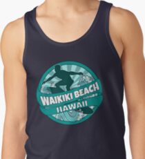 Waikiki Beach Hawaii teal surfer logo Men's Tank Top
