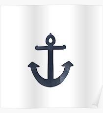 Navy Blue Watercolor Anchor Poster