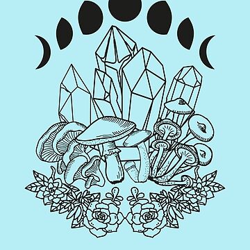 Moon Phases Crystals Mushrooms Succulents Witchy - Witchy - Sticker