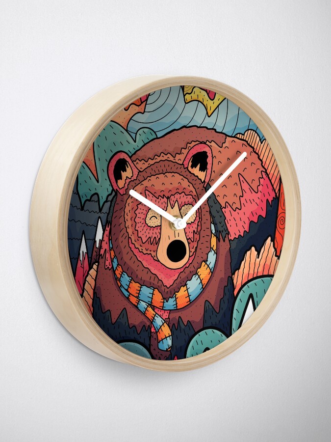 Alternate view of Winter bear forest Clock