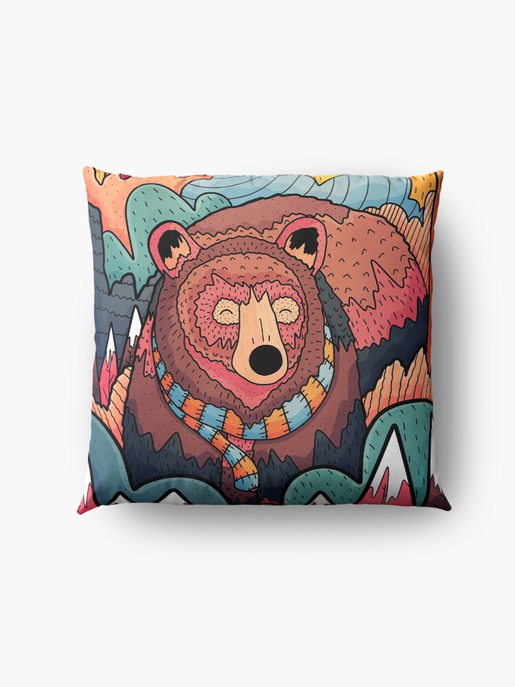 Alternate view of Winter bear forest Floor Pillow