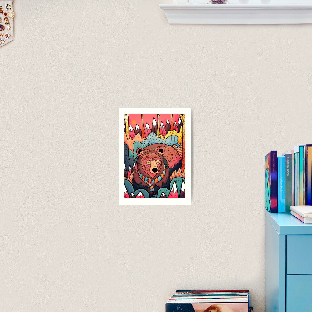 Winter bear forest Art Print