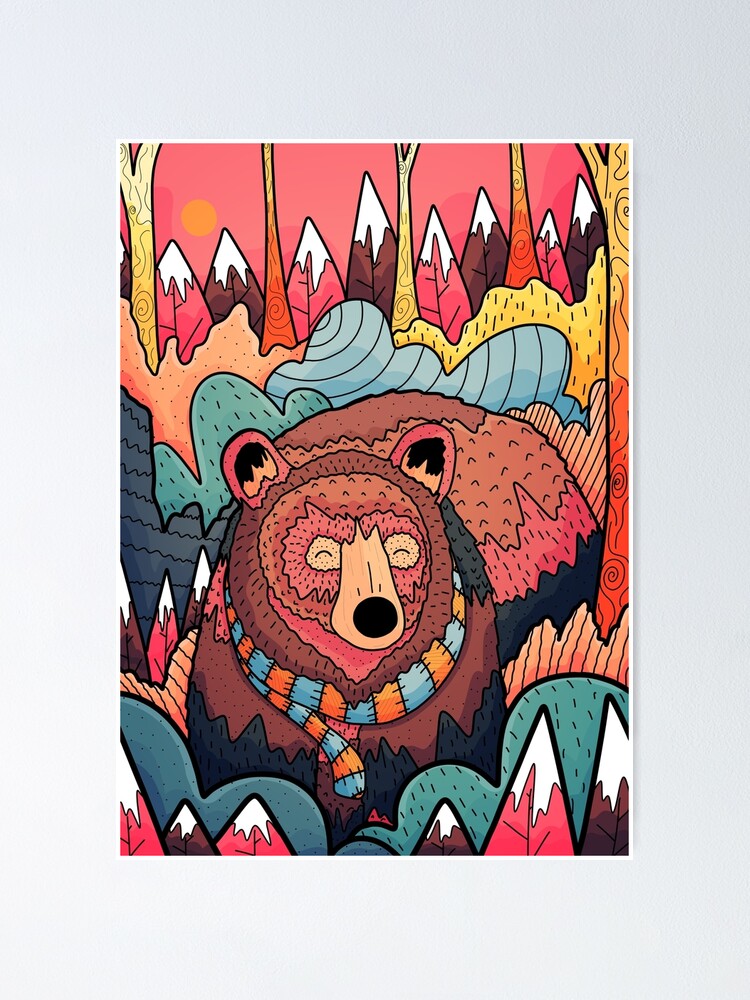 Alternate view of Winter bear forest Poster