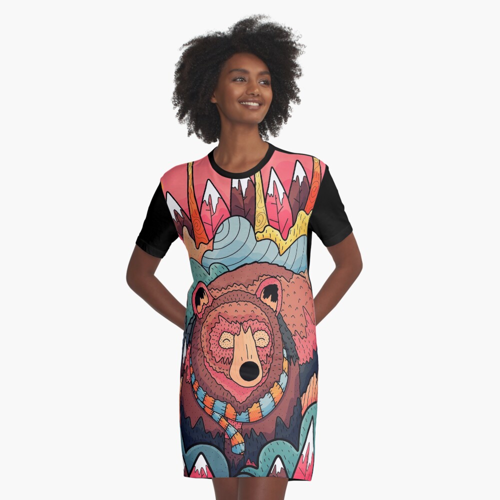 Winter bear forest Graphic T-Shirt Dress