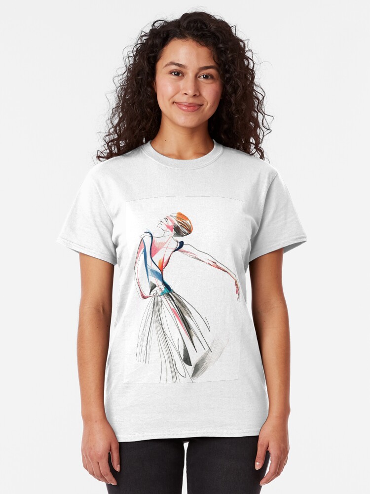 Alternate view of Original Ballet Dance Drawing – Watercolor and Ink on Paper Classic T-Shirt