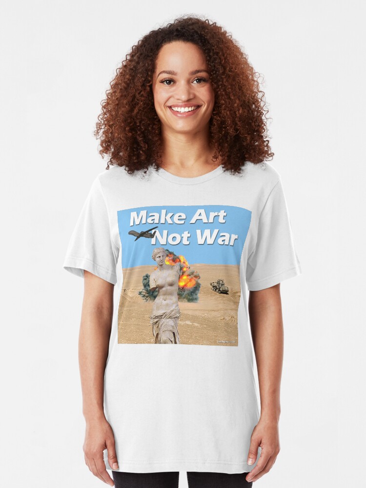 Alternate view of Make Art, Not War Slim Fit T-Shirt