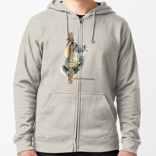 Pray for Australia Koala Zipped Hoodie
