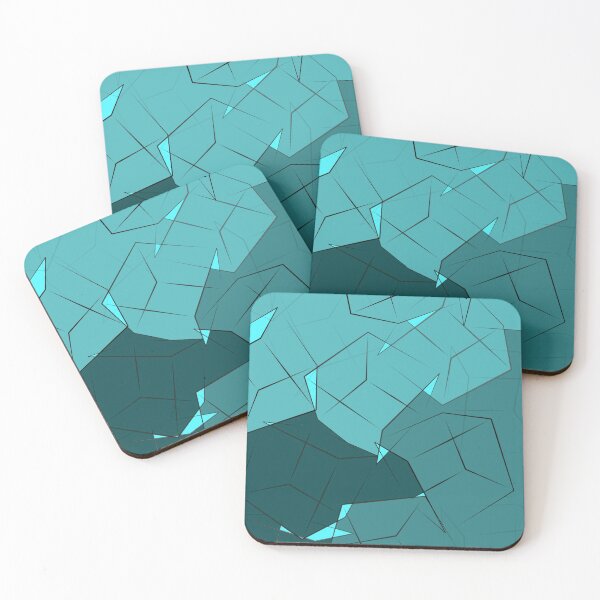 Teal & Blue 3D Boxes Coasters (Set of 4)