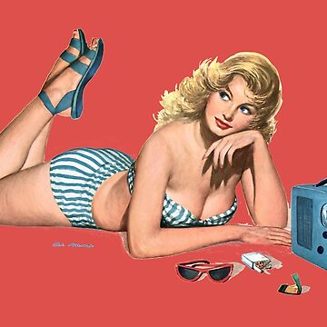 Vintage Pin-up Girl - Lounging in a Bikini Art Board Print for Sale by  vintagerepros