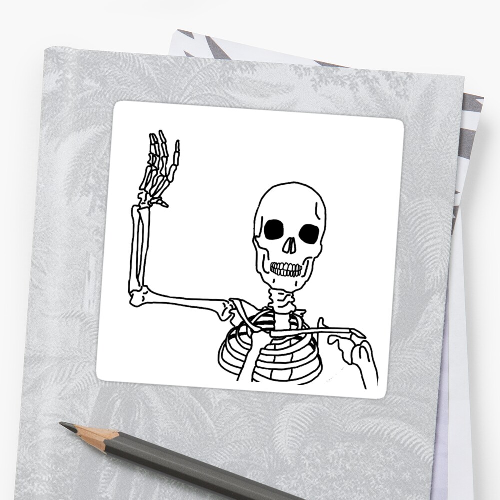 "Waving Skeleton Sticker" Sticker By Mikaylakayser | Redbubble