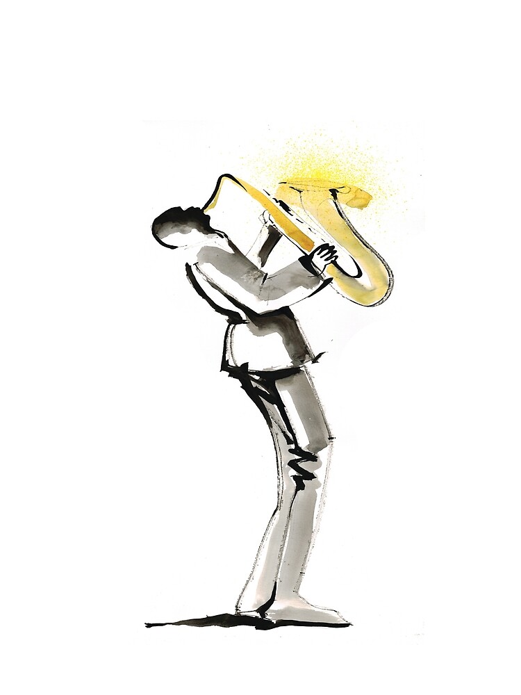 Musician Saxophonist Drawing Series by CatarinaGarcia